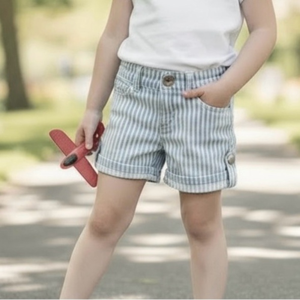 DL1961 Shorts Girl’s 6 S Piper Shipmate Pockets Blue White Striped Spring Summer